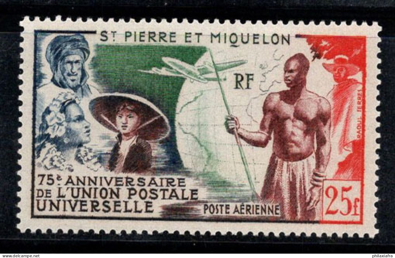 Saint-Pierre-et-Miquelon 1949 Yv. 21 Neuf * MH 100% Poste Aérienne 25 F, UPU - Nuevos