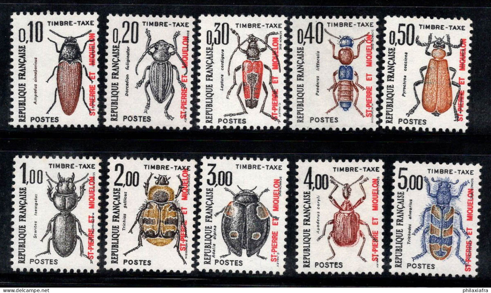 Saint-Pierre-et-Miquelon 1986 Yv. 82-91 Neuf ** 100% Timbre-taxe Insectes - Strafport