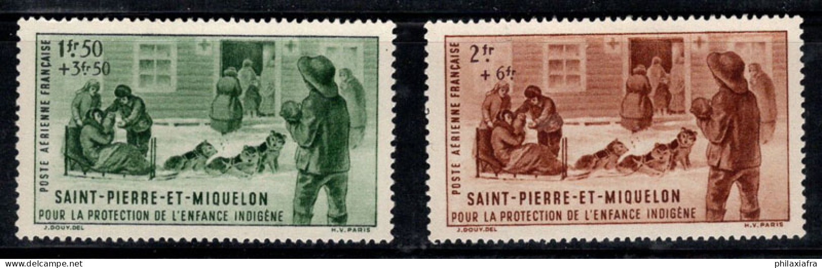 Saint-Pierre-et-Miquelon 1942 Yv. 1-2 Neuf * MH 100% Poste Aérienne Enfance - Ungebraucht