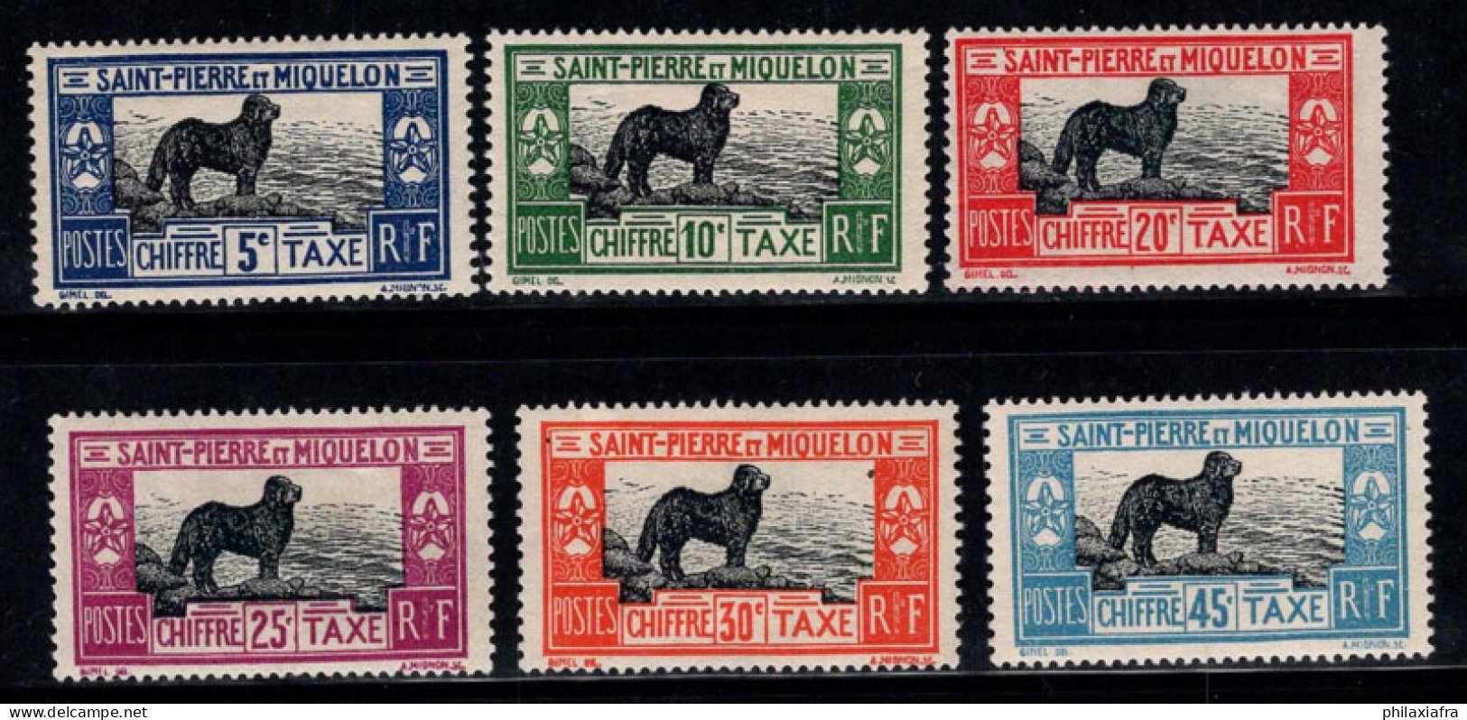 Saint-Pierre-et-Miquelon 1932 Yv. 21-26 Neuf * MH 80% Timbre-taxe Chien - Strafport