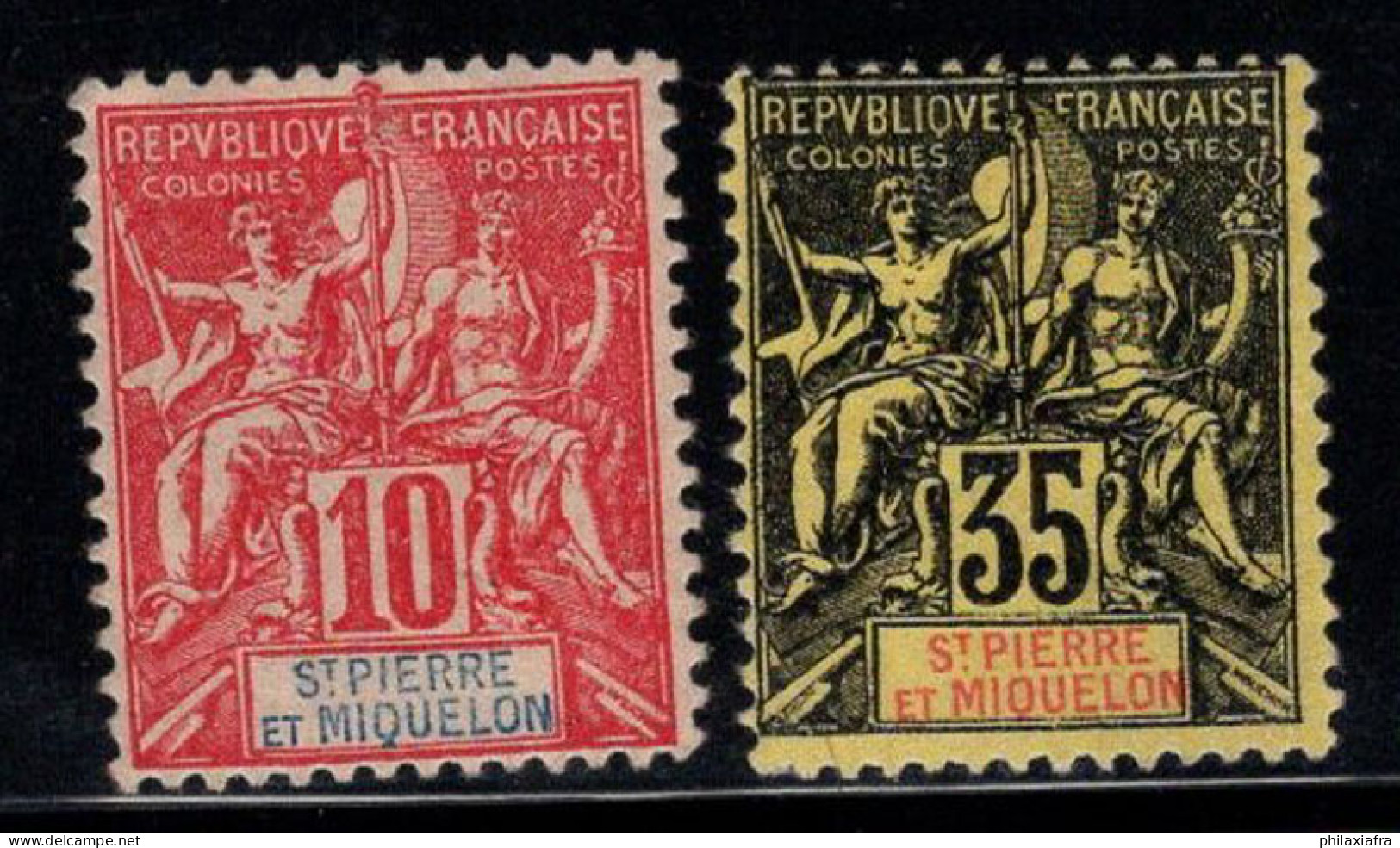 Saint-Pierre-et-Miquelon 1900 Yv. 73, 76 Sans Gomme 100% 10, 35 C - Unused Stamps