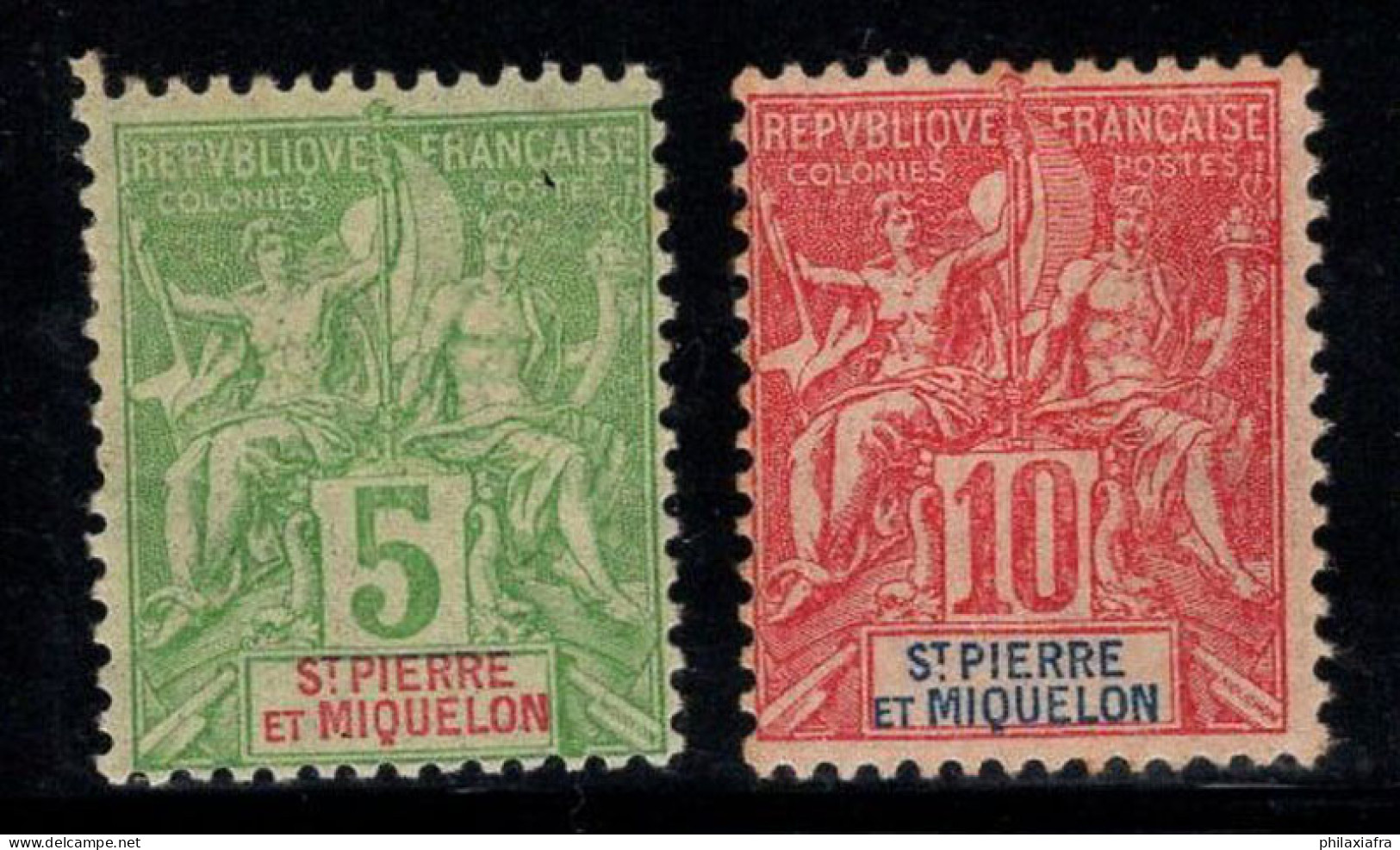 Saint-Pierre-et-Miquelon 1900 Yv. 72-73 Neuf * MH 40% 5 C, 10 C - Nuevos