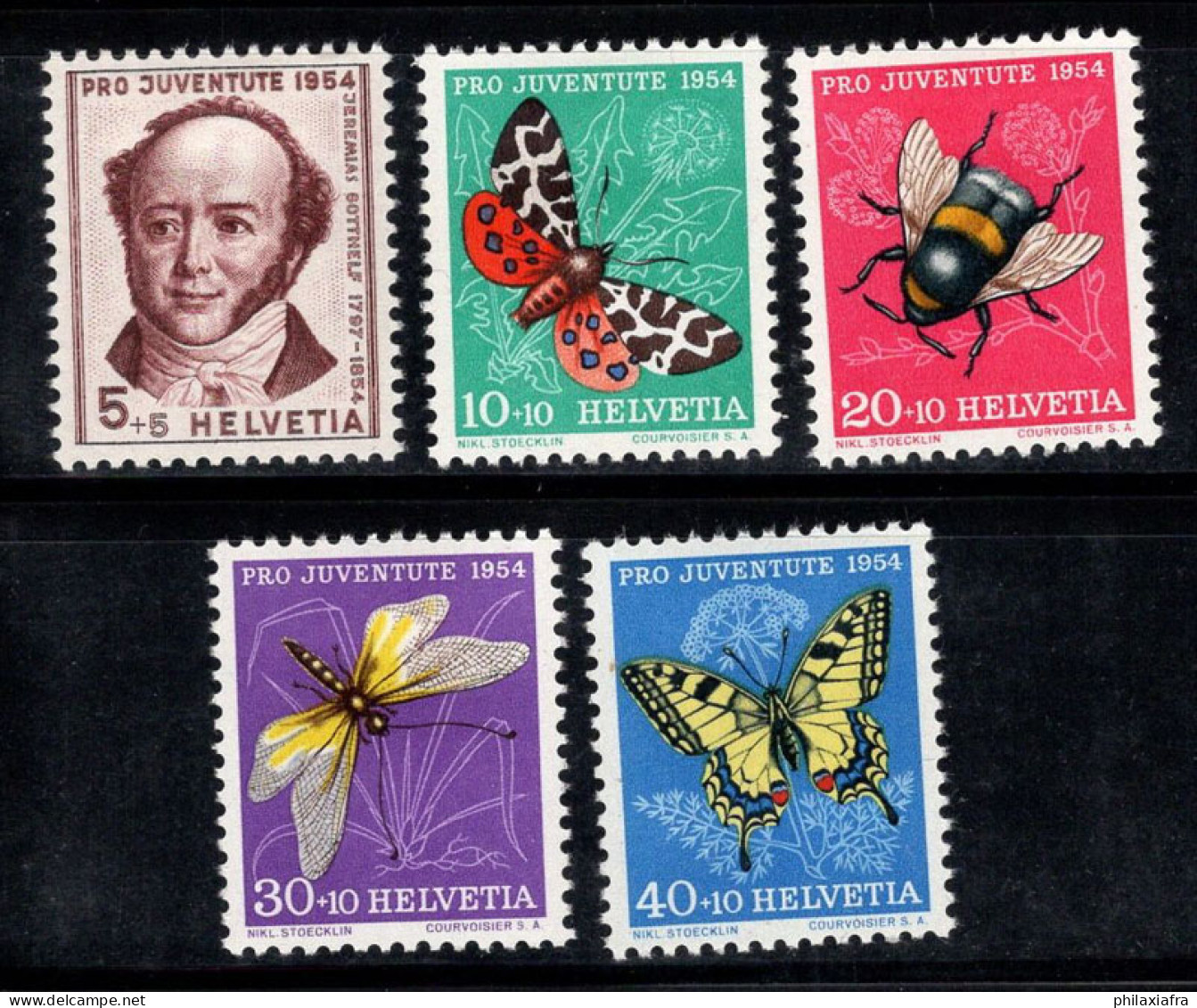 Suisse 1954 Mi. 602-606 Neuf * MH 100% Pro Juventute, Papillons - Nuevos