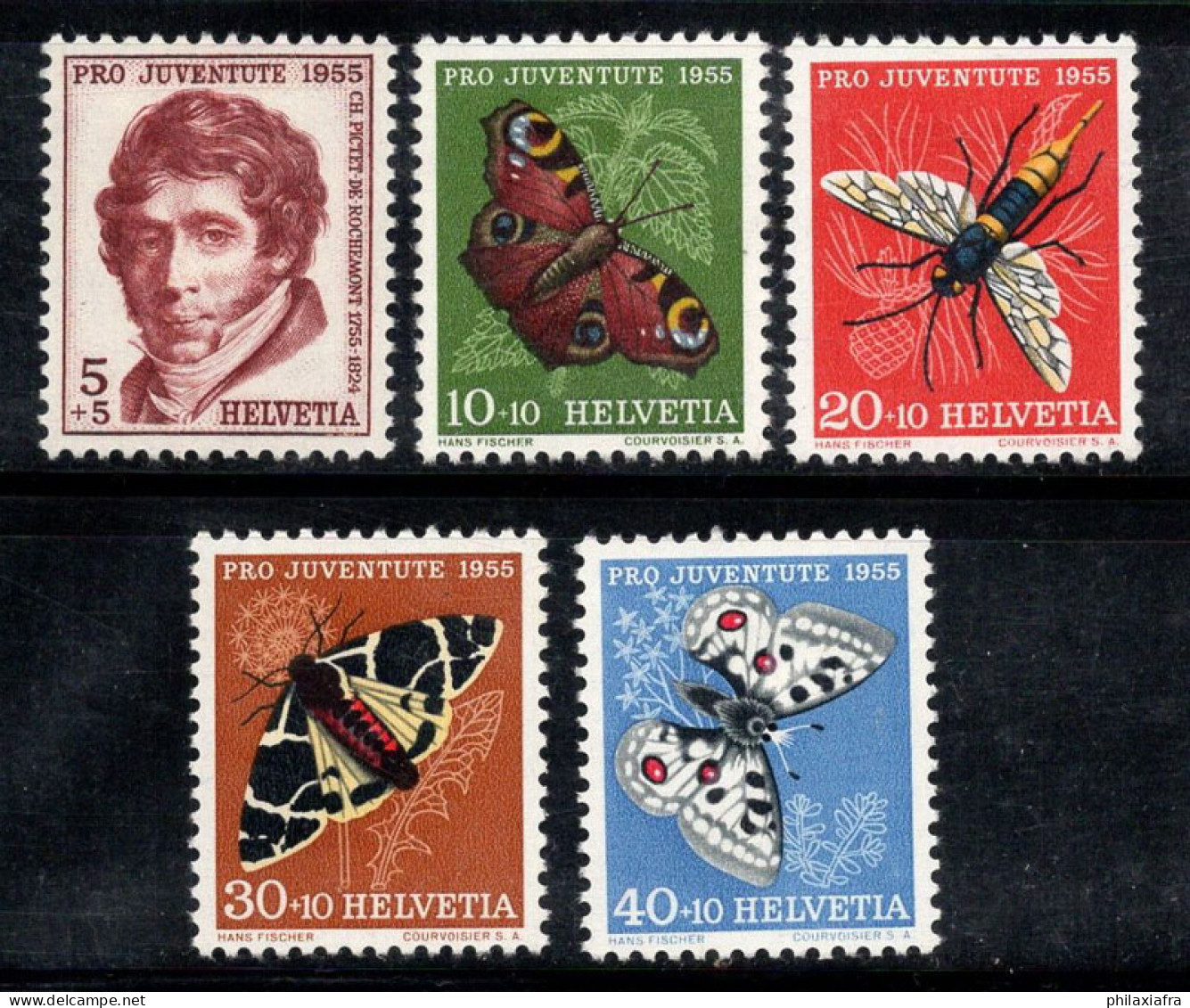 Suisse 1955 Mi. 618-622 Neuf * MH 100% Pro Juventute, Papillons - Unused Stamps