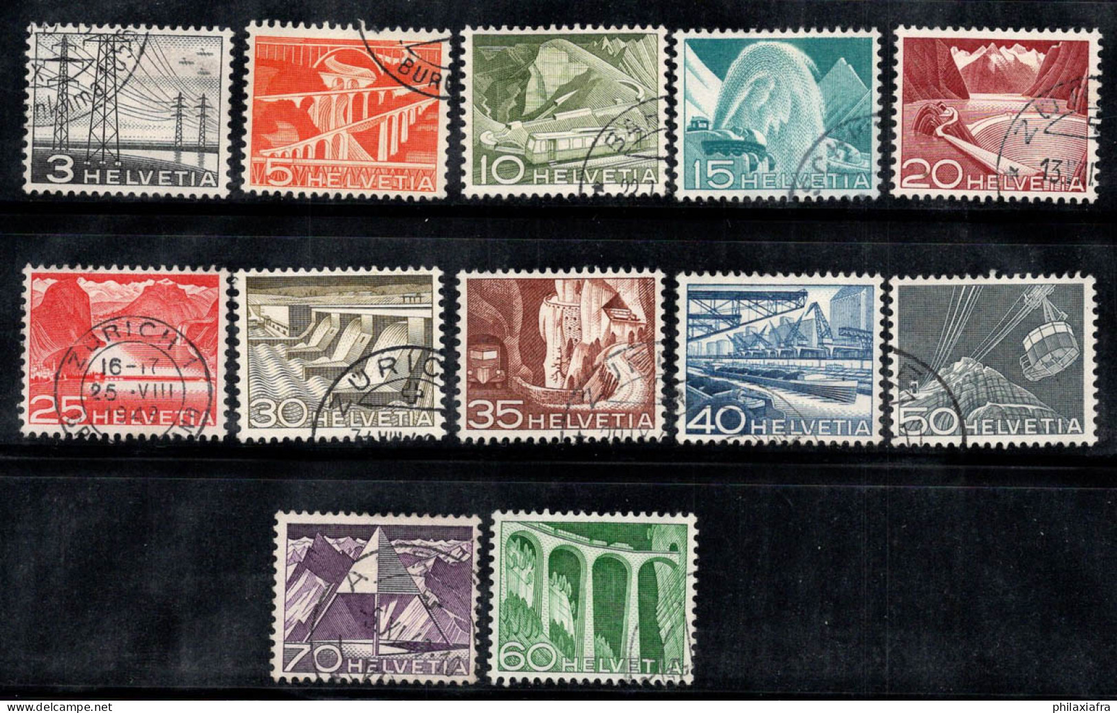 Suisse 1949 Mi. 529-540 Oblitéré 100% PAYSAGES, Vues - Gebraucht