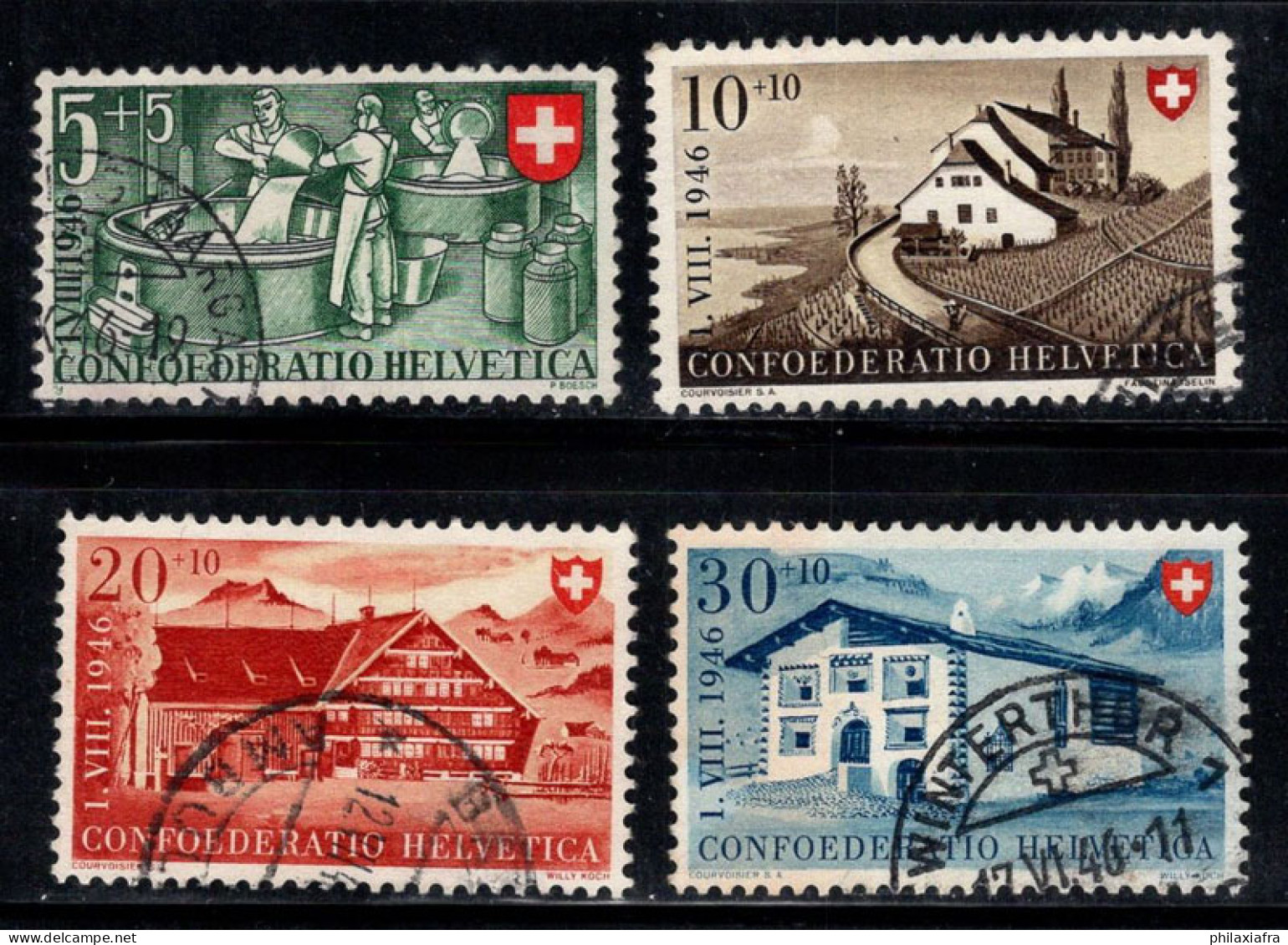 Suisse 1946 Mi. 471-474 Oblitéré 100% Pro Patria, Maisons - Usados