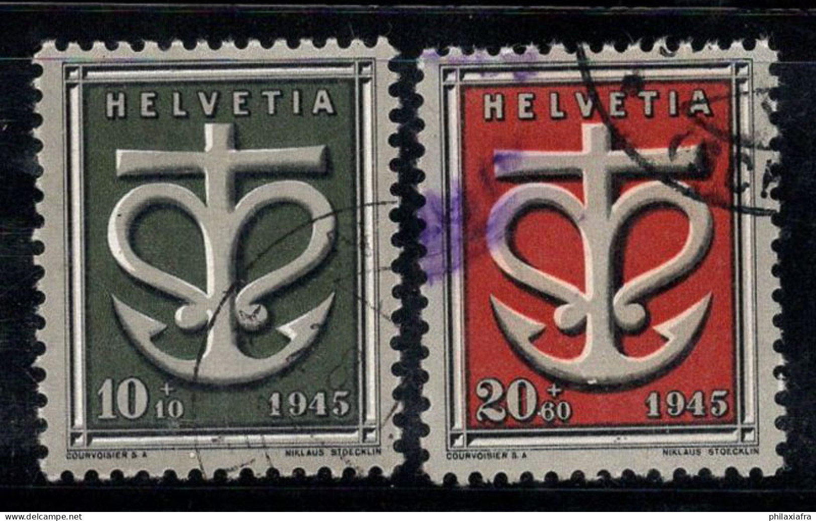 Suisse 1945 Mi. 443-444 Oblitéré 100% Symboles, Guerre - Gebraucht