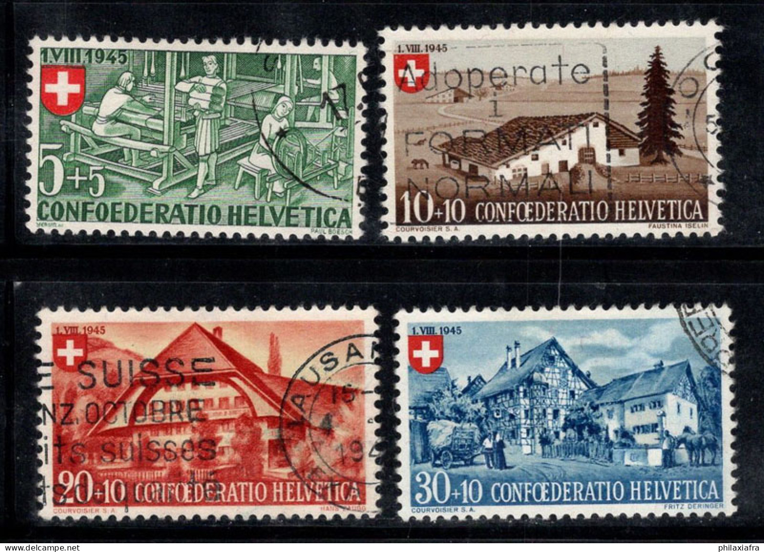 Suisse 1945 Mi. 460-463 Oblitéré 80% Pro Patria, Maisons - Oblitérés