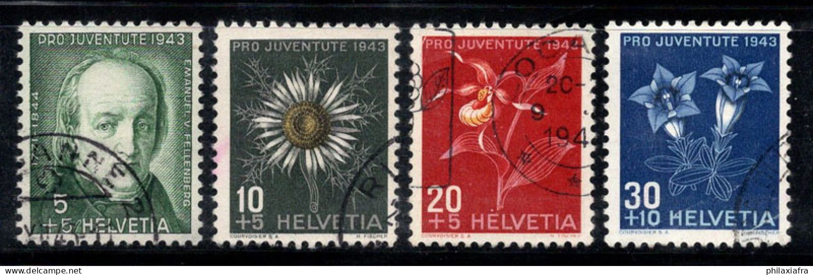 Suisse 1940 Mi. 424-427 Oblitéré 80% Pro Juventute, FLEURS - Oblitérés