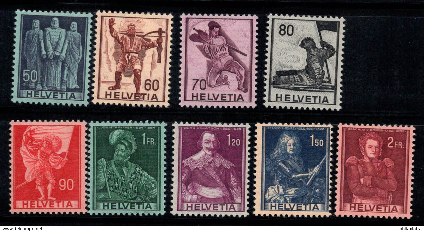 Suisse 1941 Mi. 377-385 Neuf * MH 100% Célébrités, Histoire - Unused Stamps
