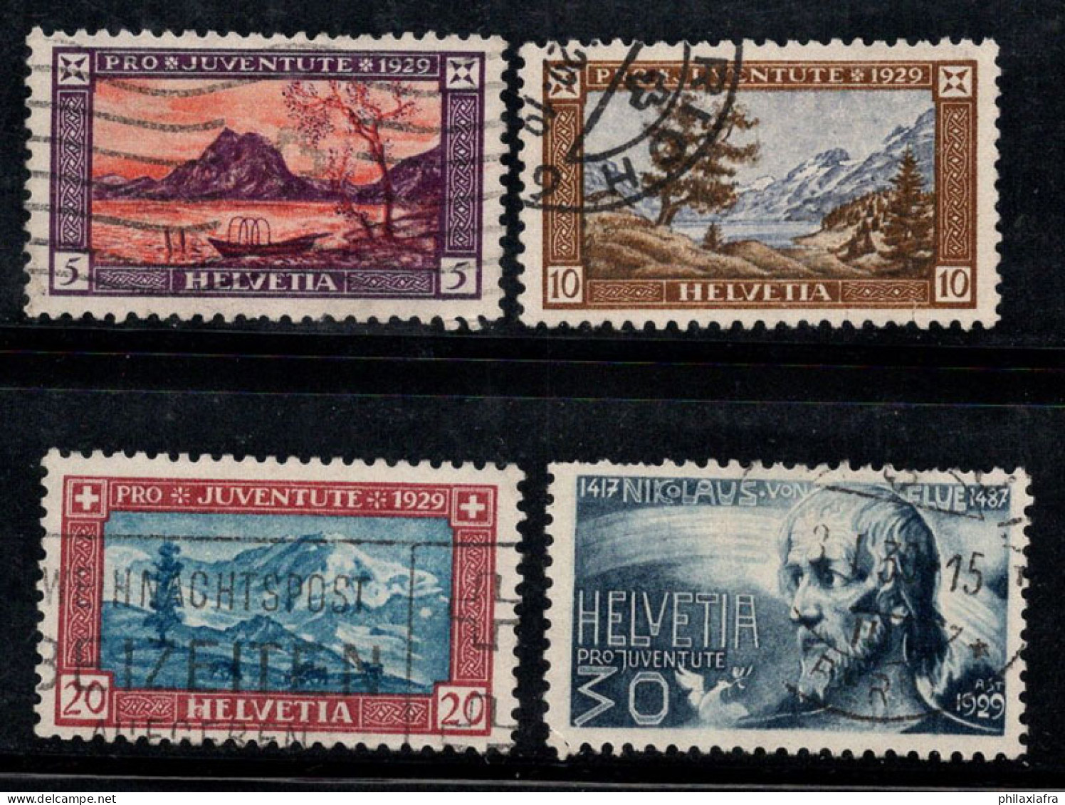 Suisse 1929 Mi. 235-238 Oblitéré 80% Pro Juventute, Paysages - Oblitérés