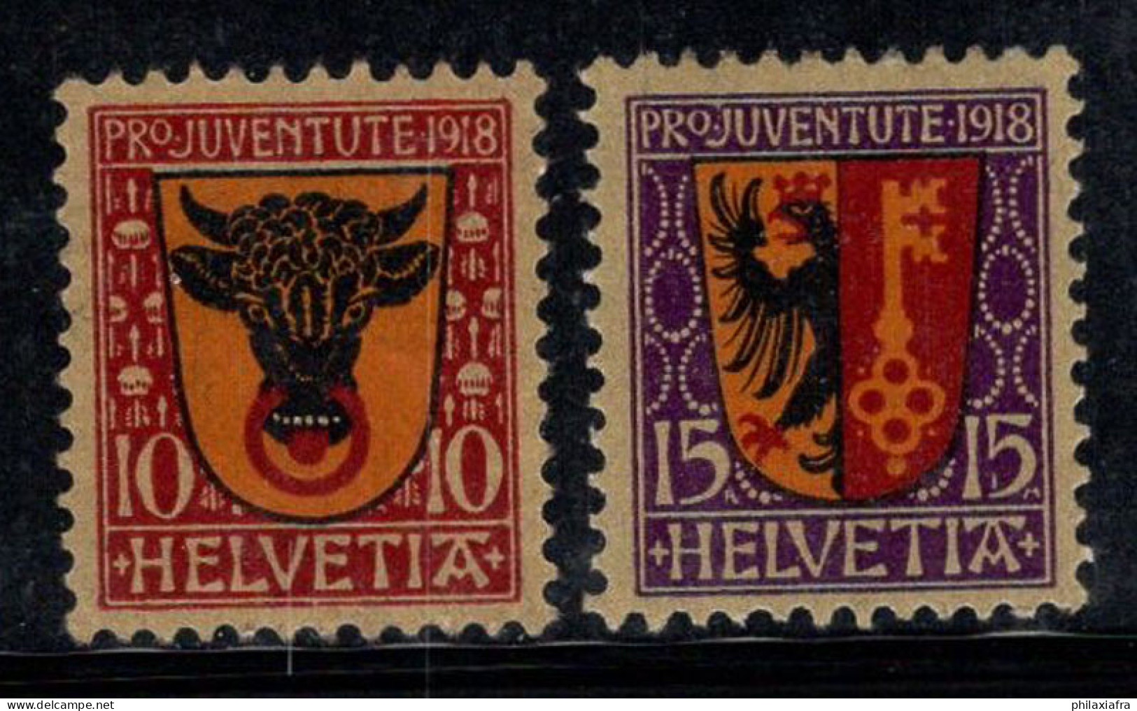 Suisse 1918 Mi. 143-144 Neuf * MH 100% Pro Juventute, Armoiries - Nuevos