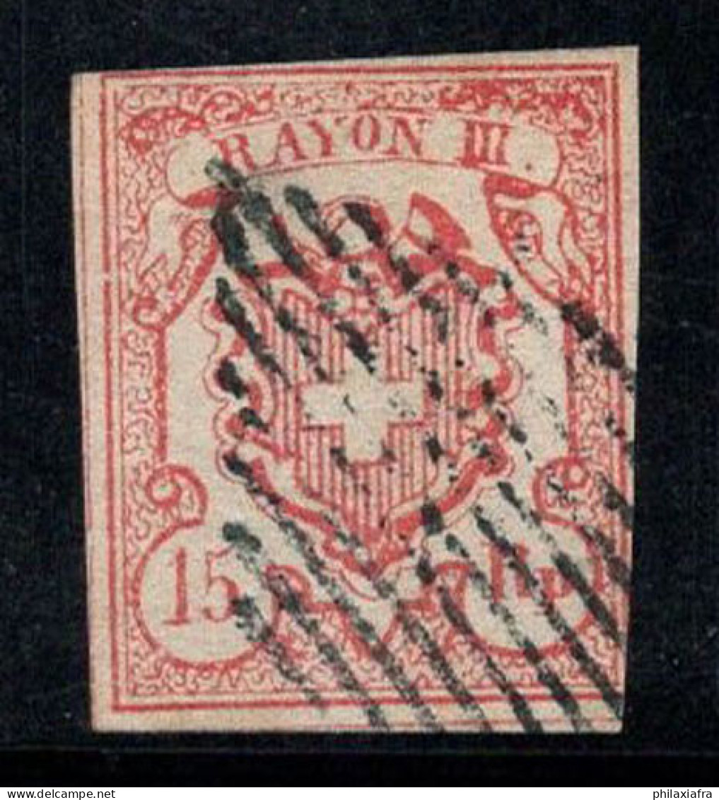 Suisse 1852 Mi. 10 Oblitéré 60% Signé 15 Rp, RAYONNE, Armoiries - 1843-1852 Federale & Kantonnale Postzegels
