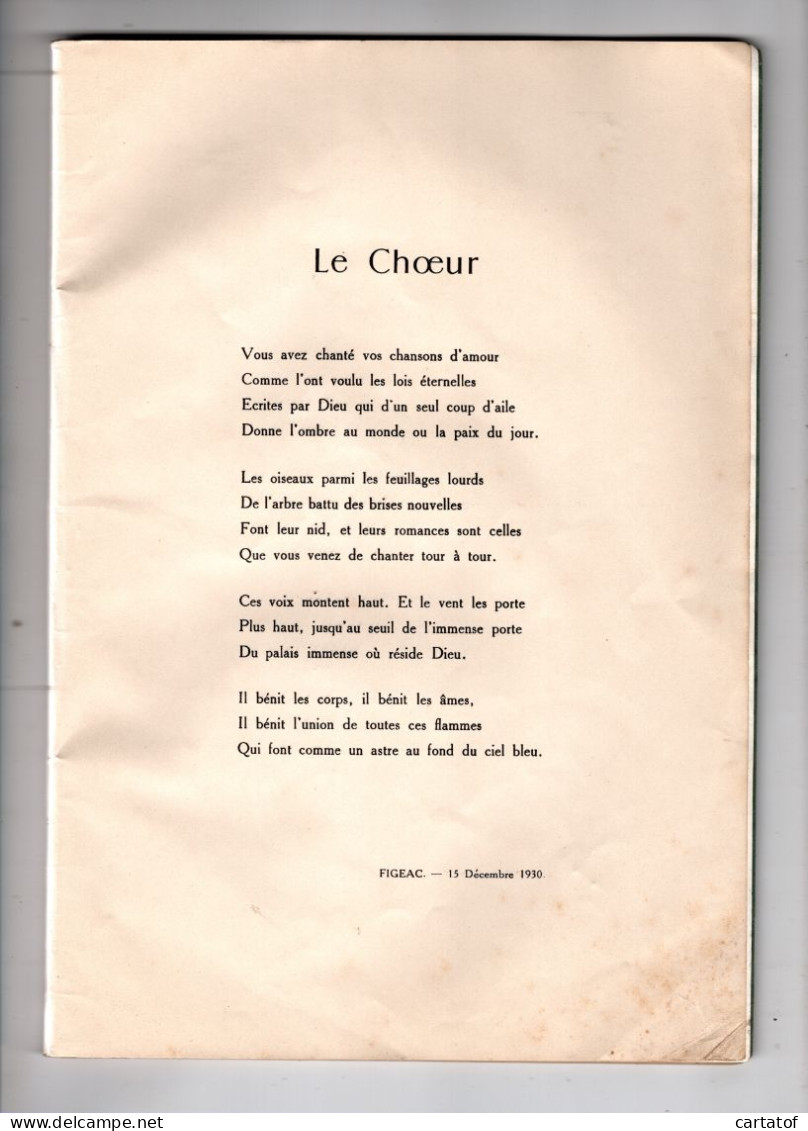 CHANTS DU QUERCY . Raymond COLY à FIGEAC Décembre 1930 . À Marie A. AUTESSERRE De FIGEAC Et H.COLY De CAHORS . - Figeac