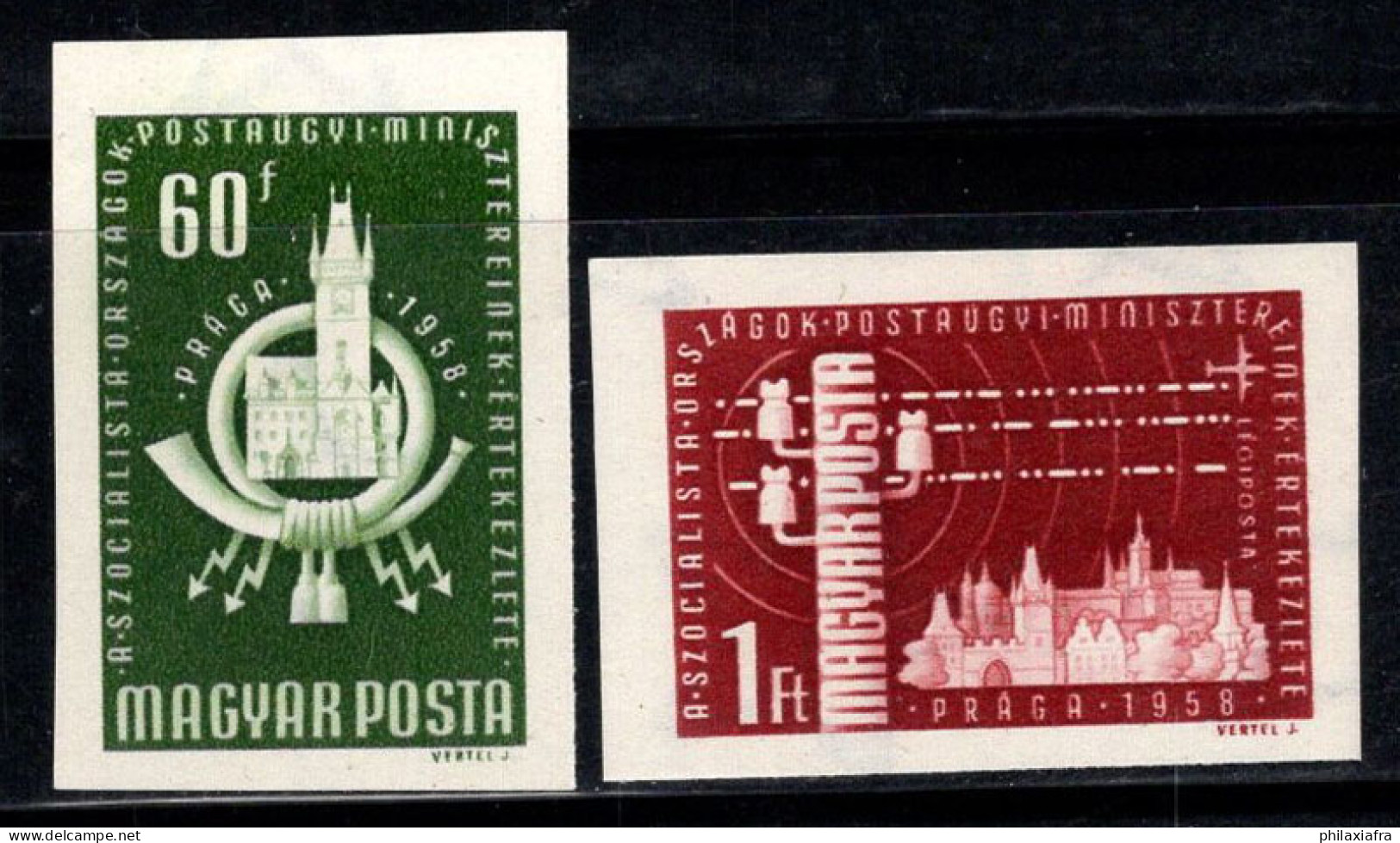 Hongrie 1958 Mi. 1532-33 B Neuf ** 100% Château Et Hôtel De Ville De Prague - Nuevos