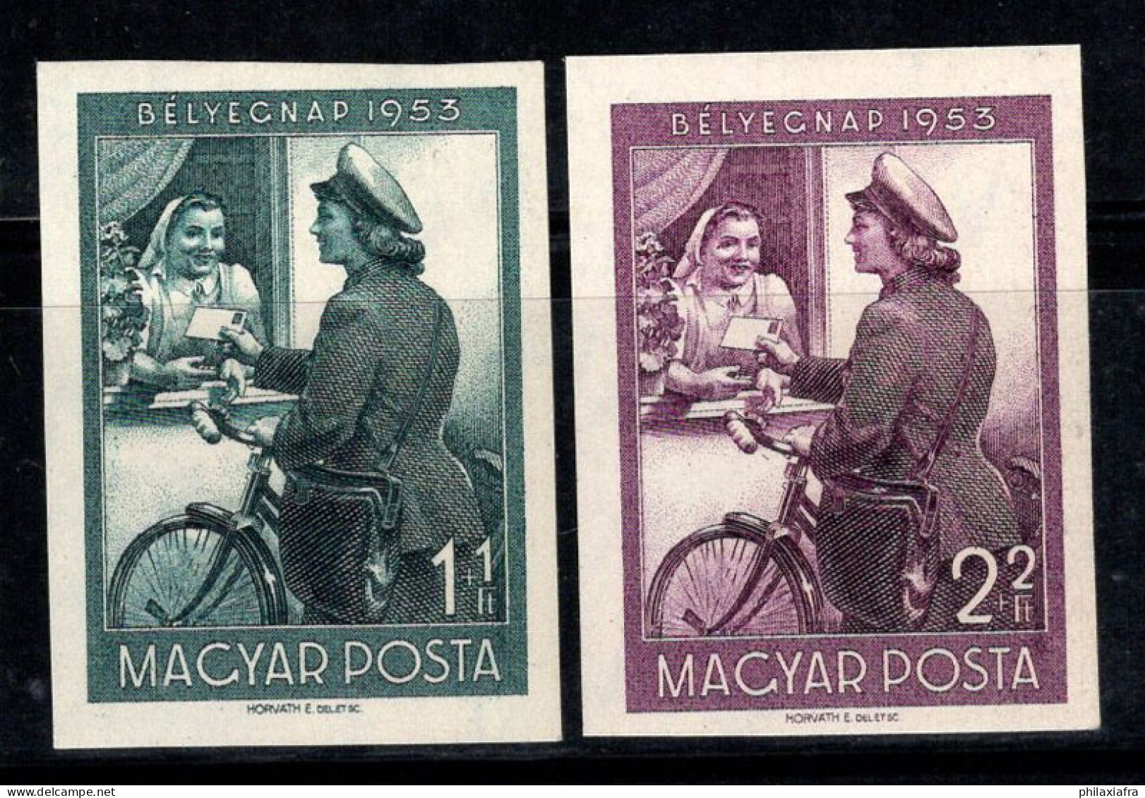 Hongrie 1953 Mi. 13338-39 Neuf ** 100% Non Dentelé Le Facteur,1 (ft) + 1 Ft - Unused Stamps