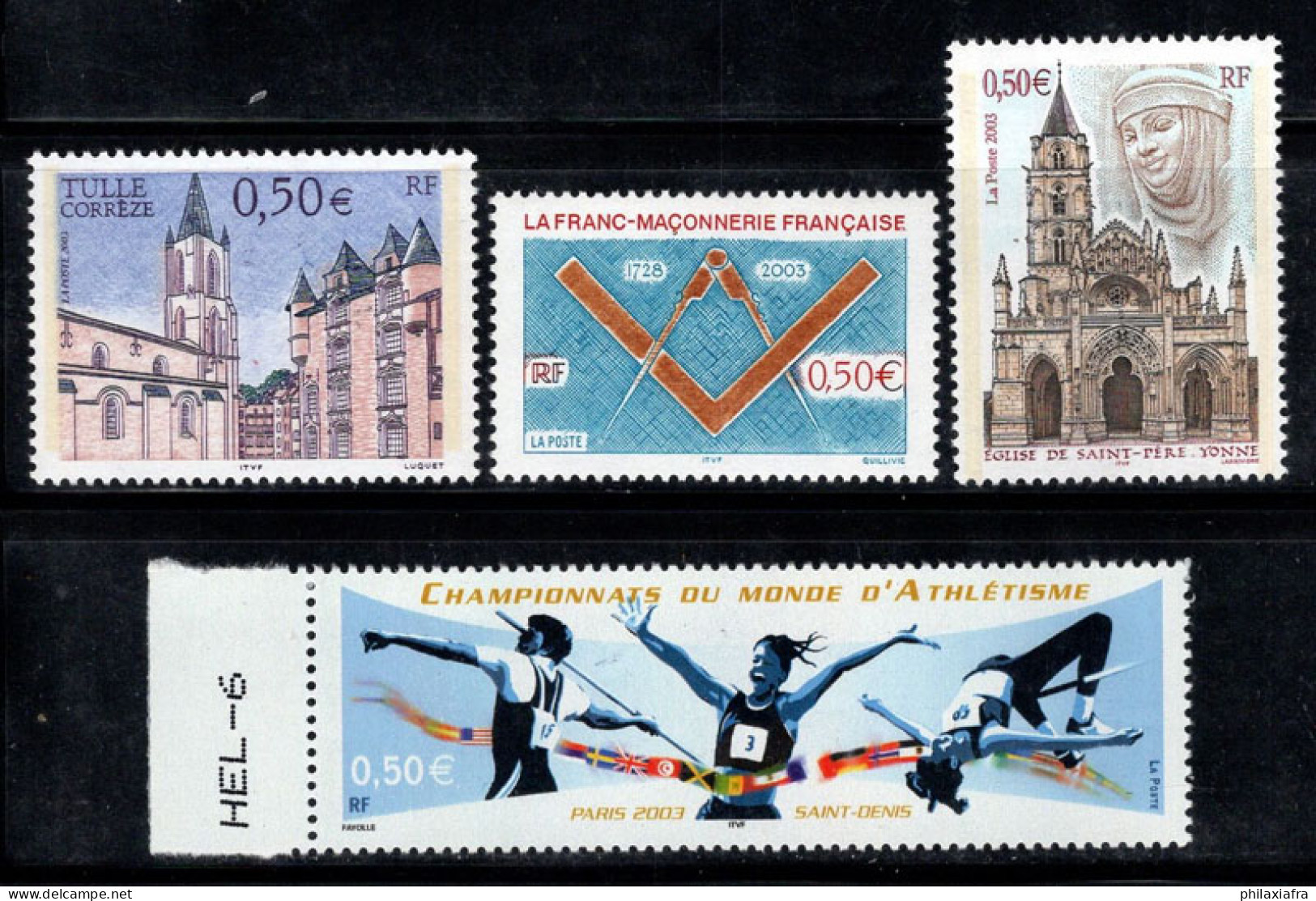 France 2003 Yv. 3580-81,3586-87 Neuf ** 100% Athlétisme,Églises,Boussole - Unused Stamps