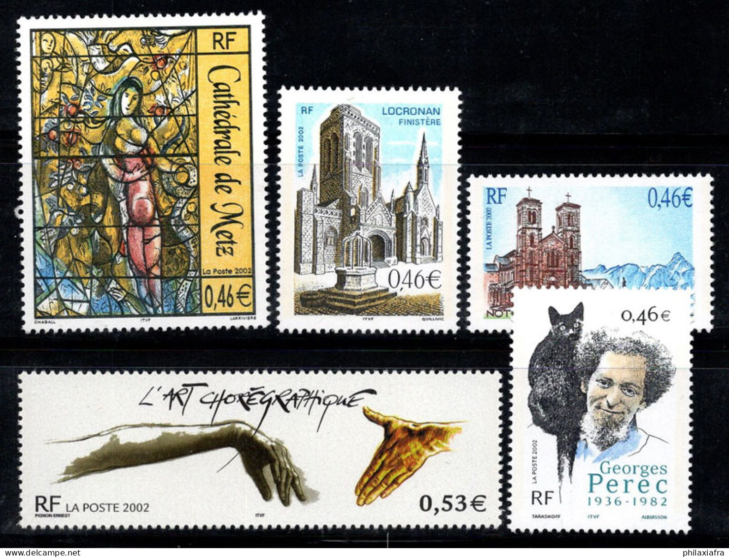 France 2002 Neuf ** 100% Vitrail Cathédrale, Tourisme, Art, écrivain Perec - Unused Stamps