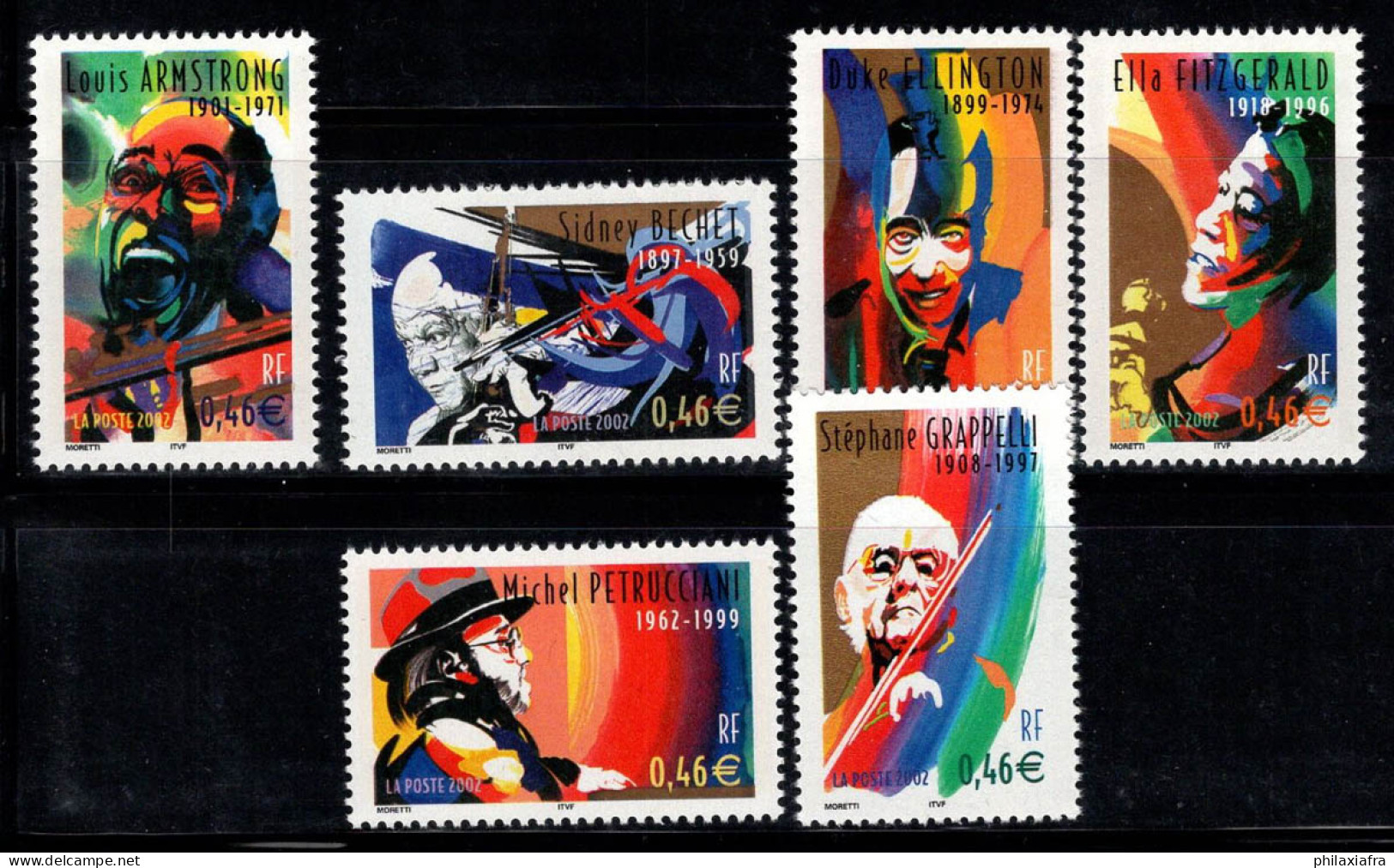 France 2002 Yv. 3500-05 Neuf ** 100% Des Personnages Célèbres, Armstrong, Bechet... - Unused Stamps