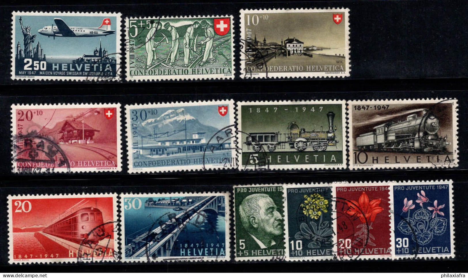 Suisse 1947 Mi. 479-491 Oblitéré 100% Année Complète Pro Juventute, Pro Patria, Trains - Used Stamps