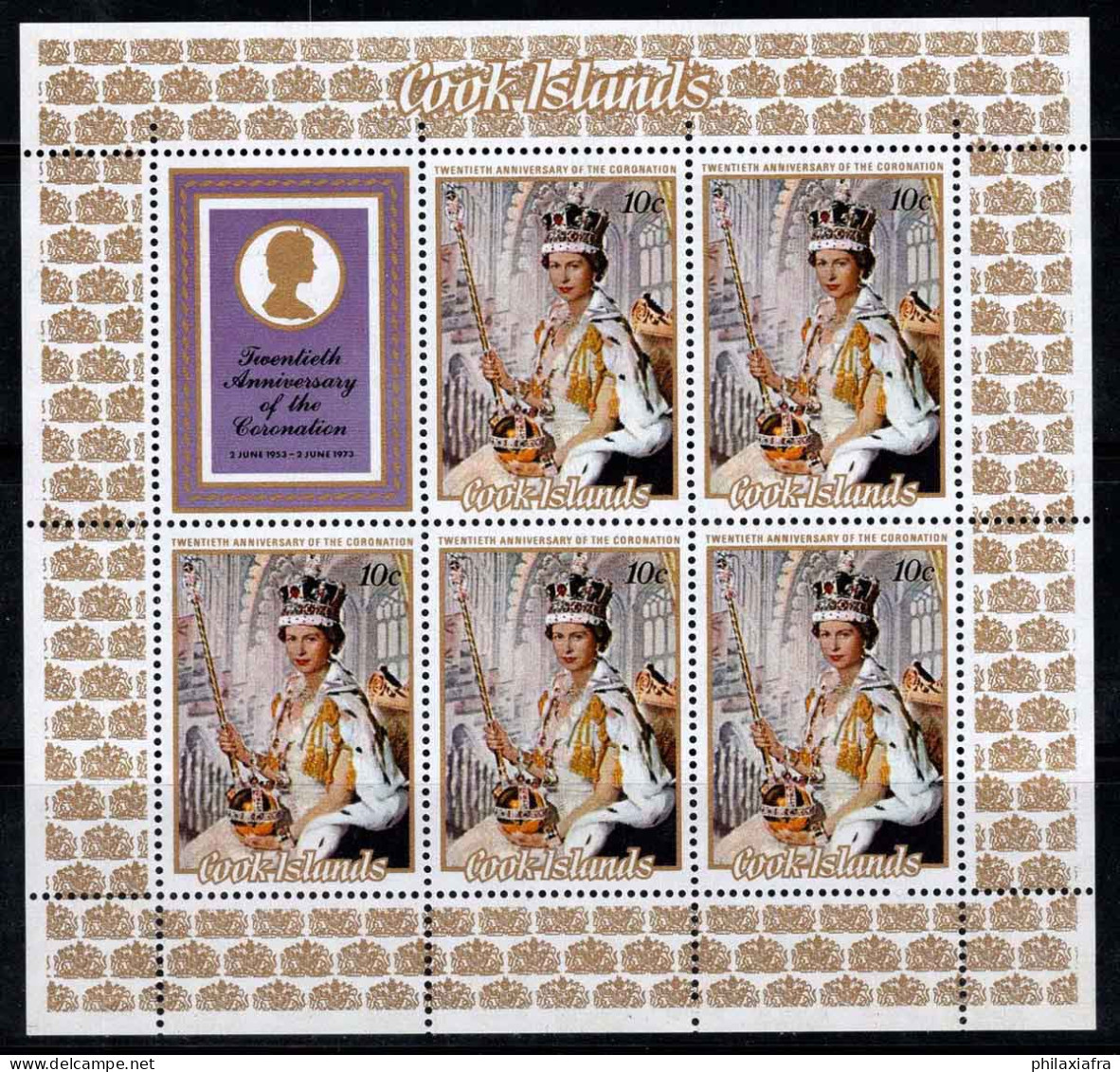 Îles Cook 1973 Mi. 357 Mini Feuille 100% Neuf ** La Reine Elizabeth II, 10 C - Islas Cook