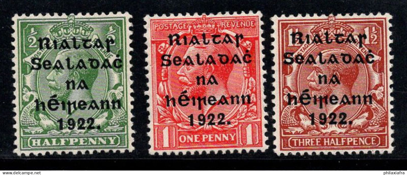 Irlande 1922 Mi. 12 I-14 I Neuf * MH 100% Surimprimé - Unused Stamps