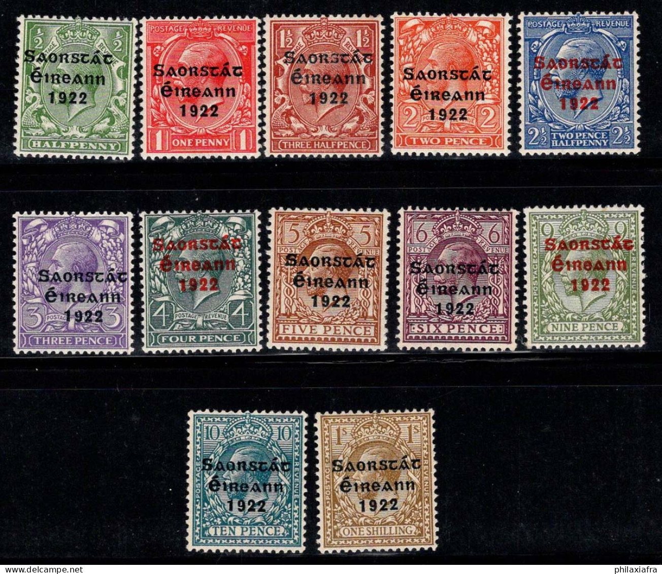 Irlande 1922 Mi. 25-36 Neuf ** 80% Surimprimé - Unused Stamps