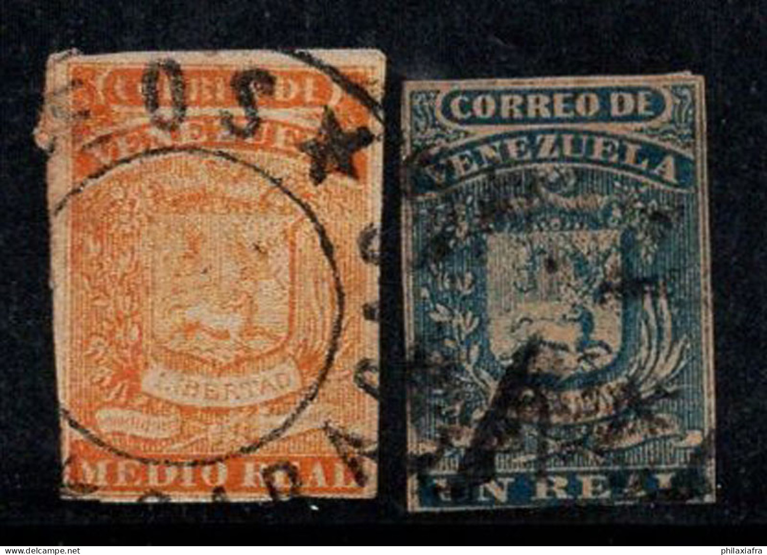 Venezuela 1870 Mi. 1-2 Oblitéré 40% Armoiries - Venezuela