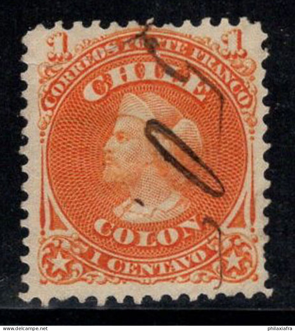 Chili 1867 Mi. 8 Oblitéré 40% Christophe Colomb, 1 C - Chile