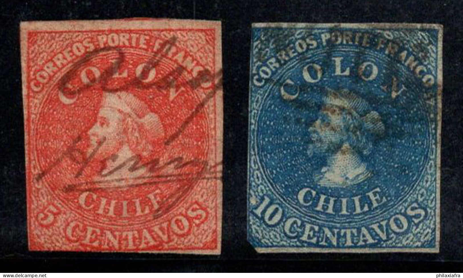 Chili 1853-66 Oblitéré 60% Christophe Colomb - Chile