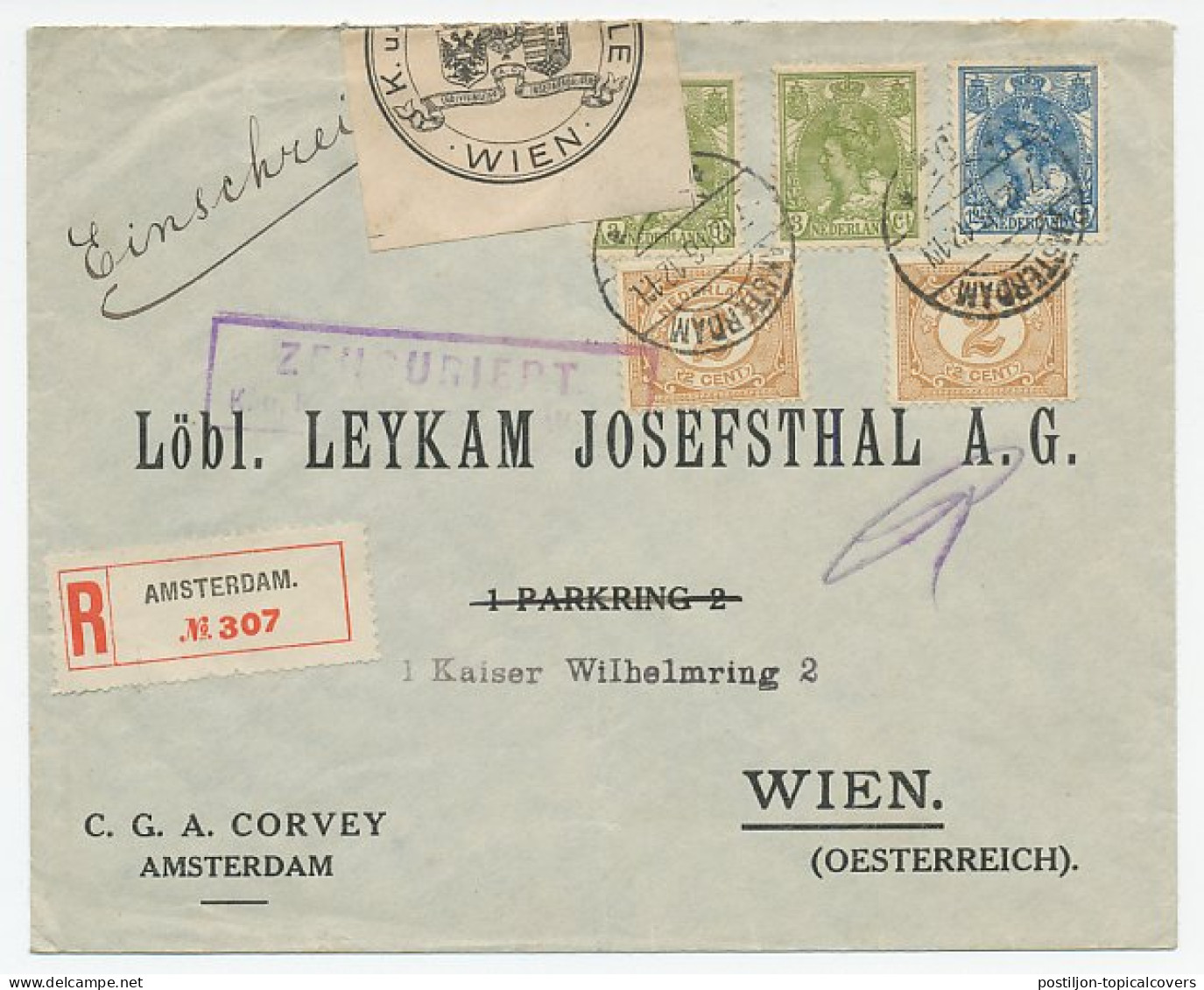 Amsterdam - Oostenrijk 1916 - K.u.K. Zensurstelle Wien - Unclassified