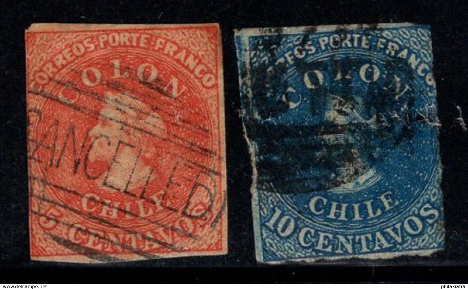 Chili 1853-66 Oblitéré 40% Christophe Colomb - Chile