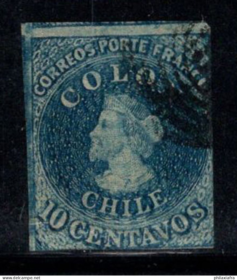 Chili 1853-66 Oblitéré 40% 10 C, Christophe Colomb - Chile