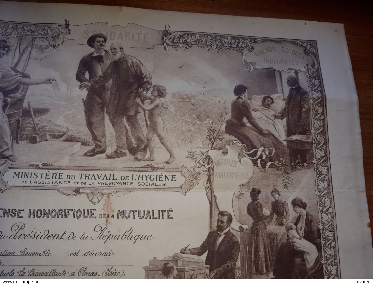Récompense Honorifique De La Mutualité Par Le MINISTERE Du TRAVAIL,de L'HYGIÈNE Signé F,Hippolyte LUCAS 1925 - Posters