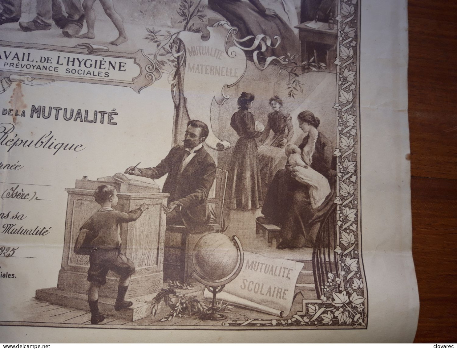 Récompense Honorifique De La Mutualité Par Le MINISTERE Du TRAVAIL,de L'HYGIÈNE Signé F,Hippolyte LUCAS 1925 - Affiches