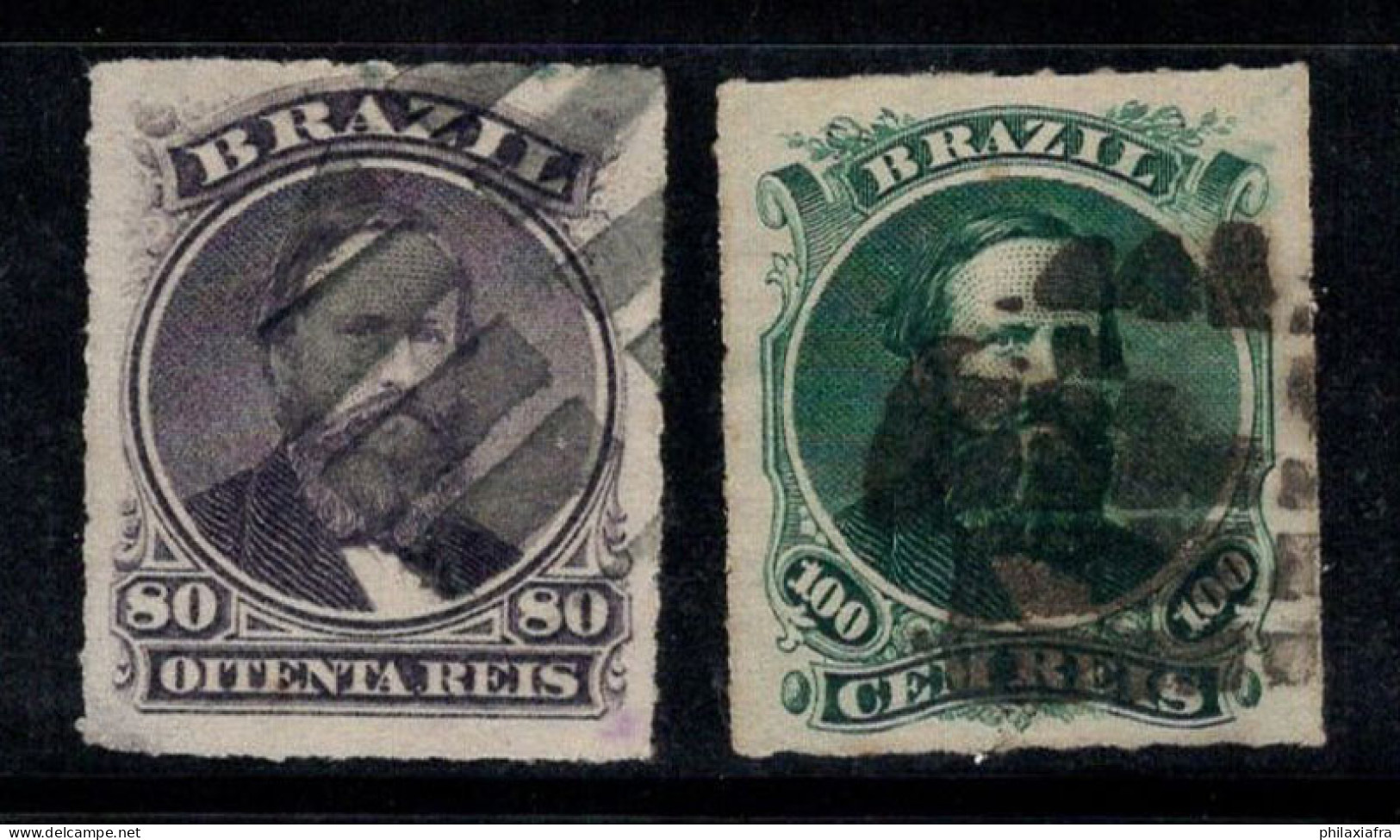 Brésil 1876 Mi. 33-34 Oblitéré 100% 80, 100 R, Pierre II, Célébrités, - Used Stamps