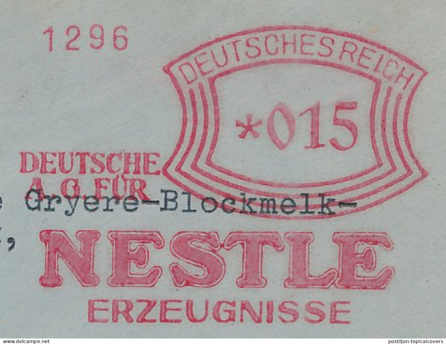 Meter Cover Deutsches Reich / Germany 1929 Nestle Products - Food