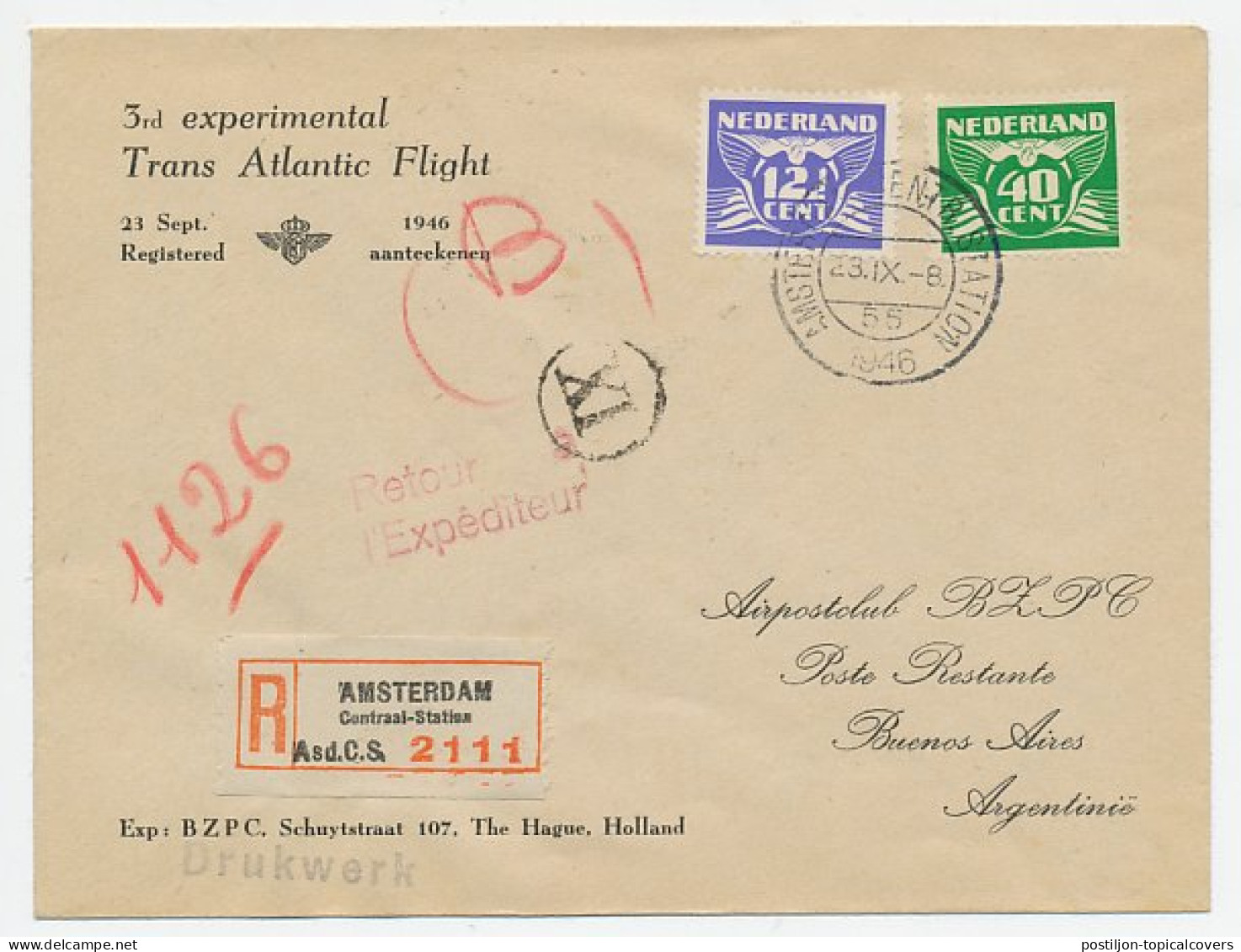 VH A 258 III Amsterdam - Buenos Aires Argentinie 1946 - Unclassified
