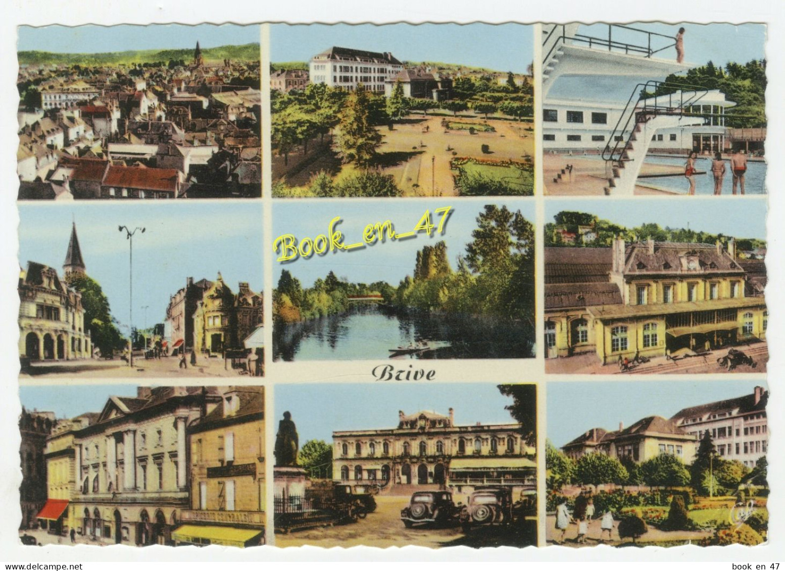 {91652} 19 Corrèze Brive , Multivues ; Square C. Bondy , Théâtre , Poste , Hôtel De Ville , Gare ,Piscine , Vue Générale - Brive La Gaillarde