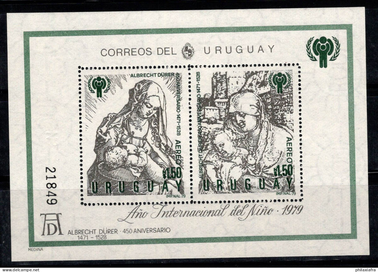 Uruguay 1979 Mi. Bl. 43 Bloc Feuillet 100% Neuf ** Dürer, Enfants - Uruguay