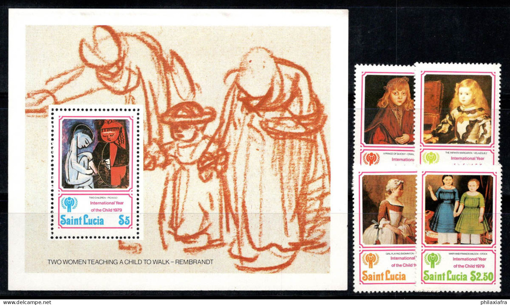 Sainte-Lucie 1979 Mi. Bl. 17, 462 Bloc Feuillet 100% Neuf ** Art, Enfants - St.Lucia (1979-...)