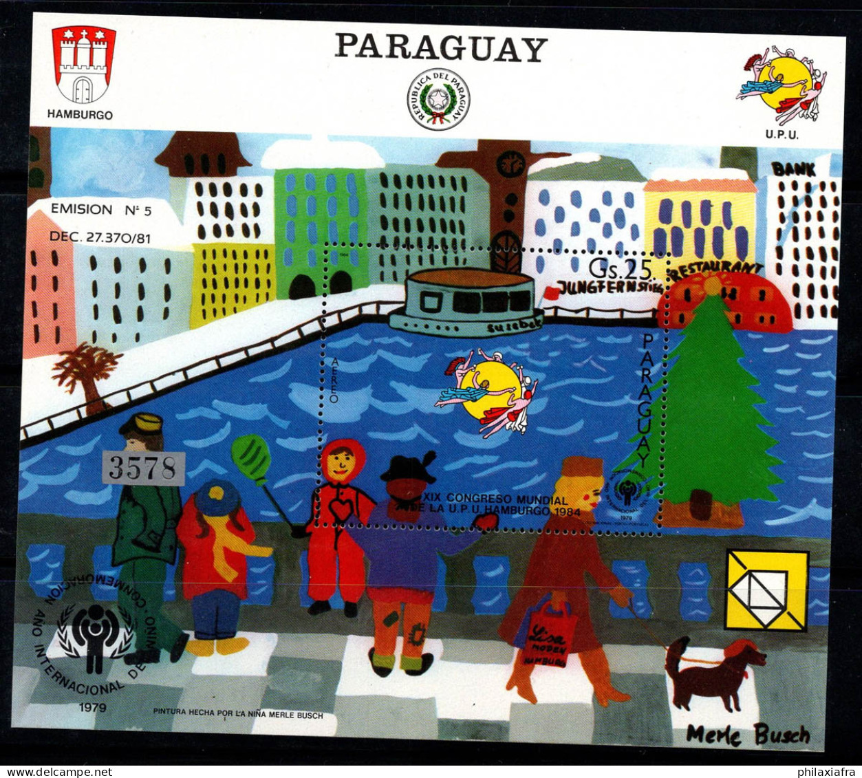 Paraguay 1984 Mi. Bl. 404 Bloc Feuillet 100% Neuf ** UPU, Enfants, Enfance - Paraguay