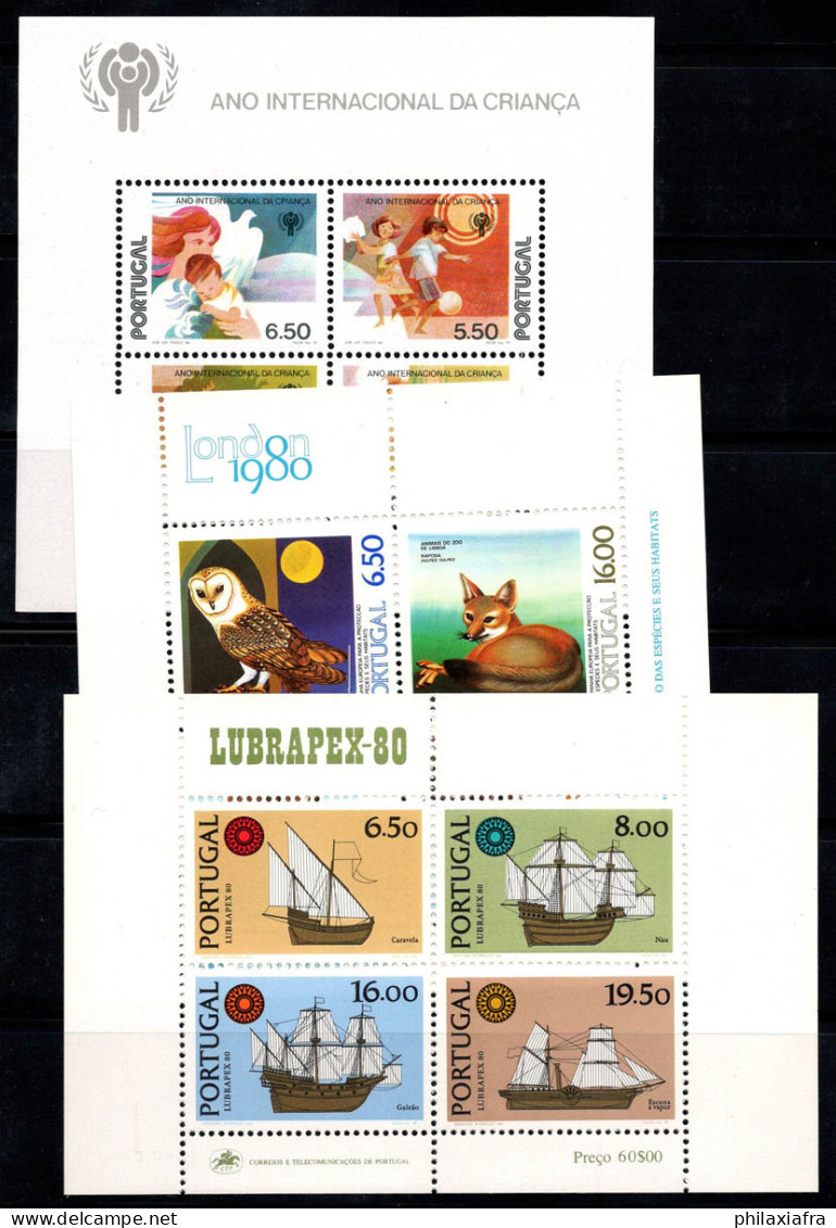 Portugal 1979-80 Mi. Bl. 28, 30-31 Bloc Feuillet 100% Neuf ** Enfants, Animaux, Navires - Blocks & Sheetlets