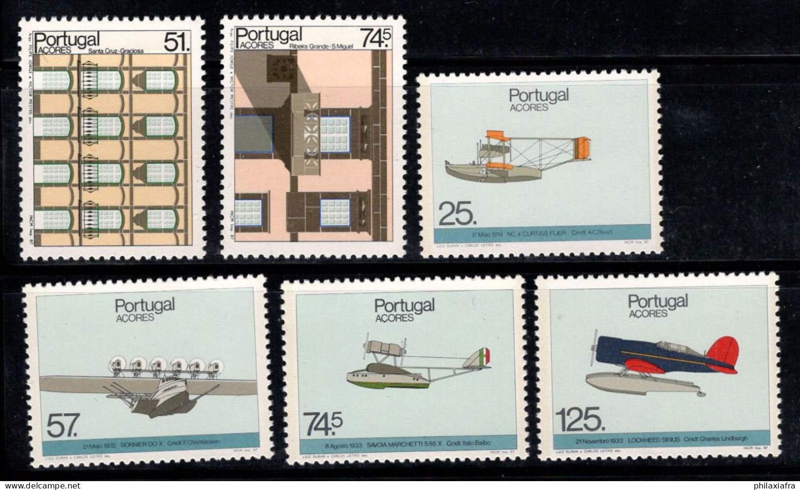 Açores 1987 Mi. 384-389 Neuf ** 100% Architecture, Avion - Açores