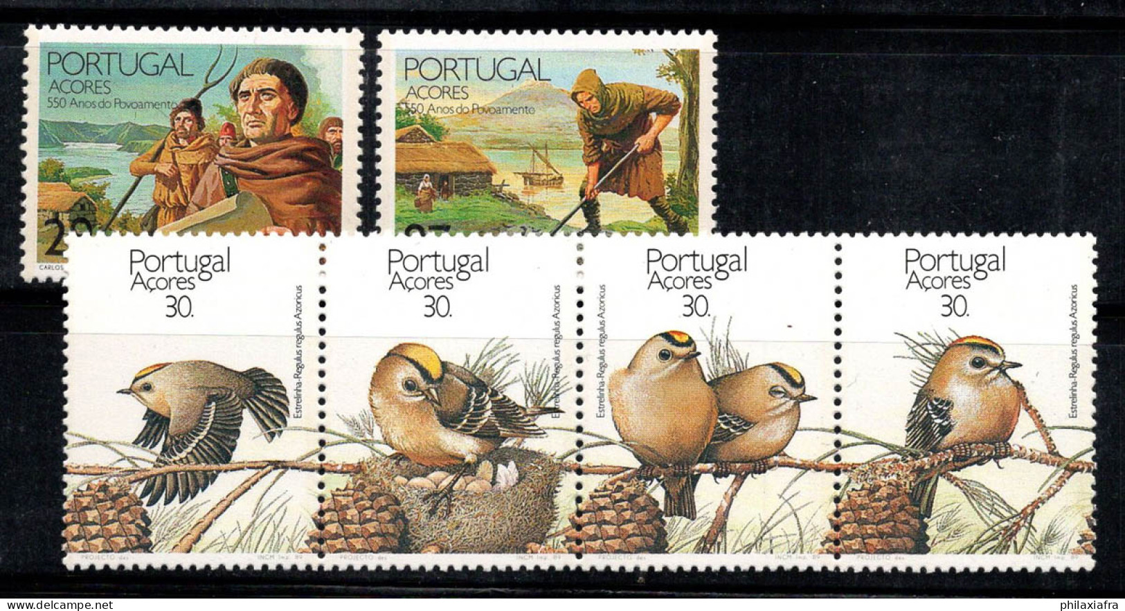 Açores 1989-90 Mi. 403-408 Neuf ** 100% Histoire, Oiseaux - Açores