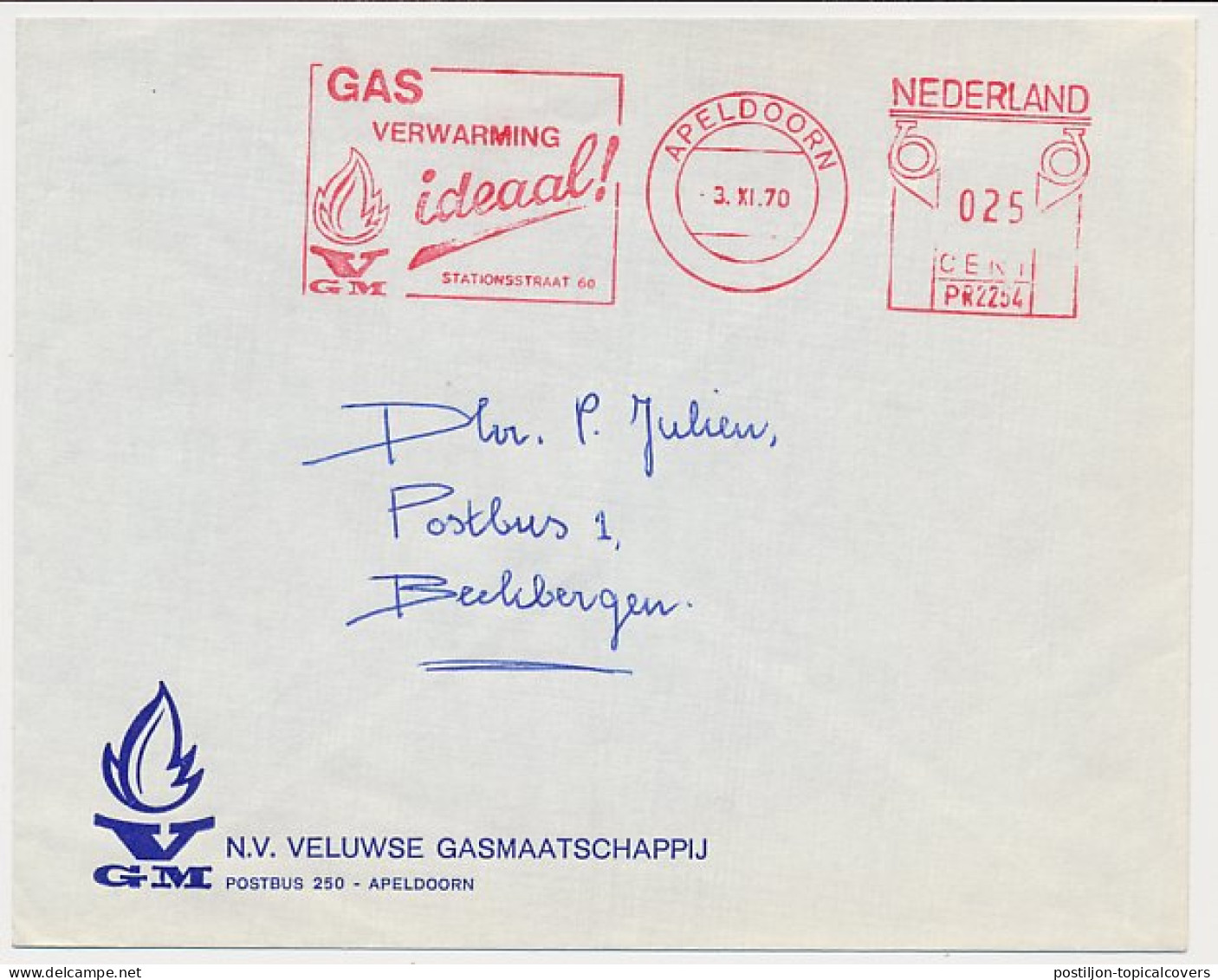 Meter Cover Netherlands 1970 Gas Heating - Apeldoorn - Other & Unclassified