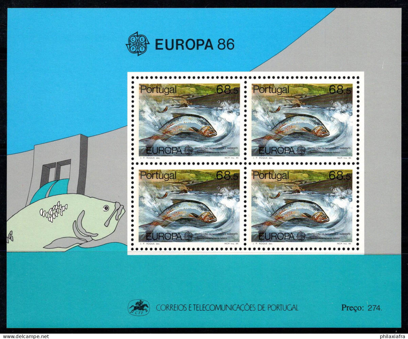 Portugal 1986 Mi. Bl. 50 Bloc Feuillet 100% Neuf ** Europa Cept, Poisson - Blocks & Sheetlets