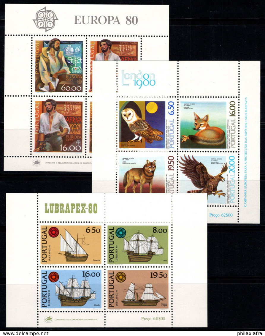 Portugal 1980 Mi. Bl. 29-31 Bloc Feuillet 100% Poste Aérienne Europe CEPT, Faune, Navires - Blocks & Sheetlets