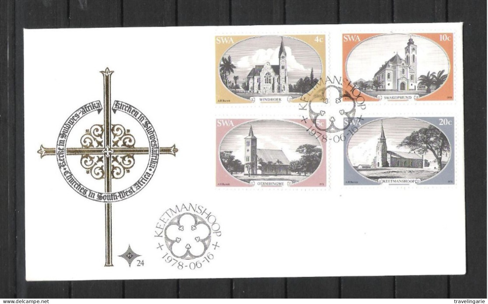 South West Africa 1978 Historical Churches FDC Nr. 24 Keetmanshoop Cancel - Eglises Et Cathédrales