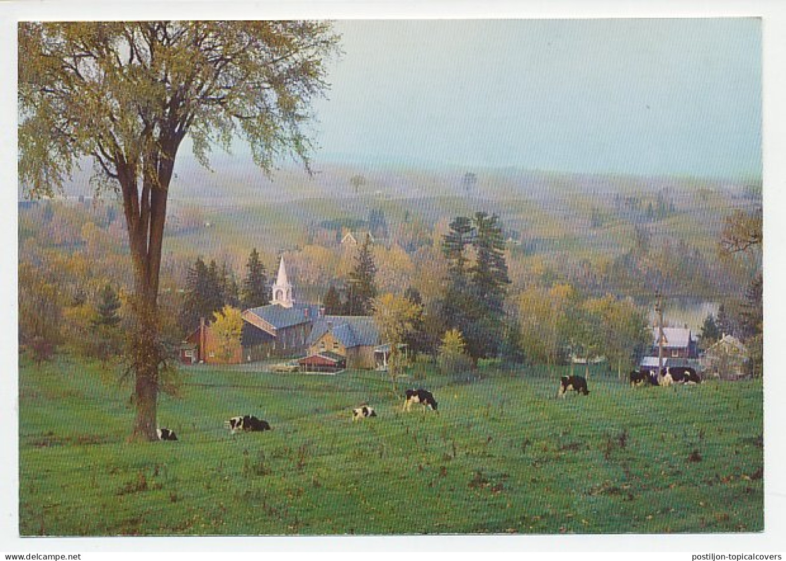 Postal Stationery Canada Cows - Farm - Church - Ferme